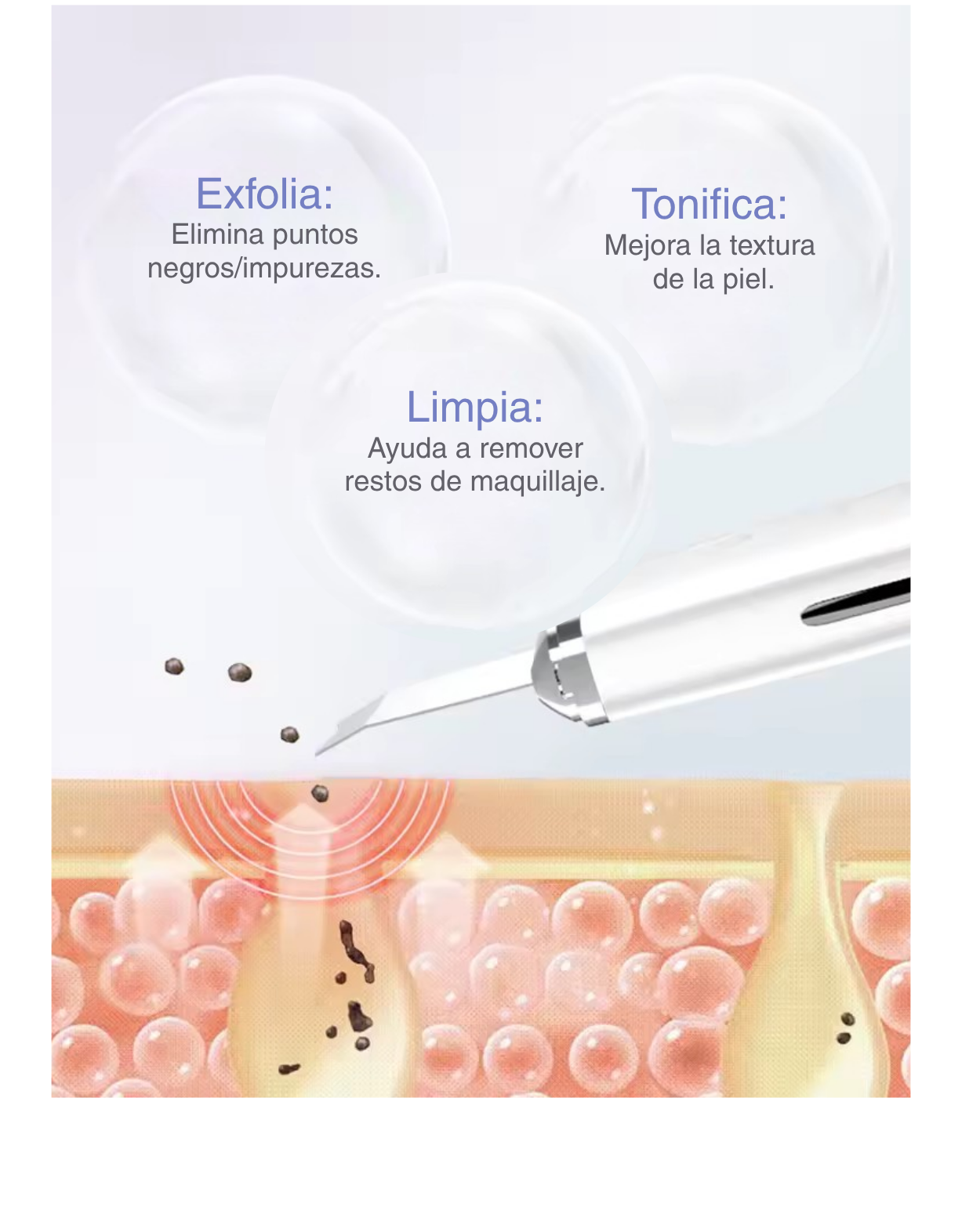 DermaSonic Pro™ Paleta Ultrasónica Facial 3 en 1