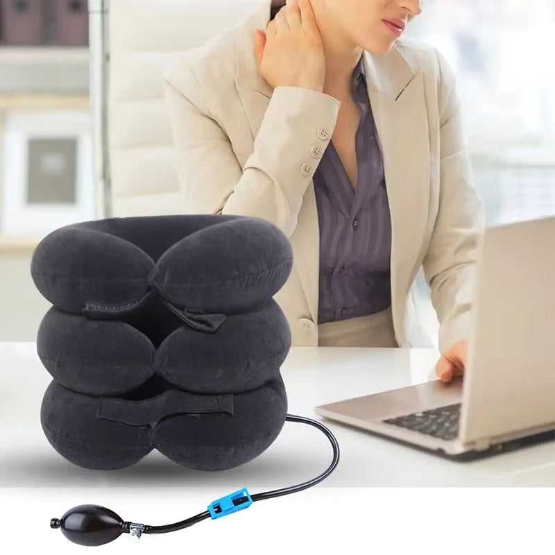 Almohada Ortopédica Inflable de Tracción Cervical - Alivio del Dolor de Cuello
